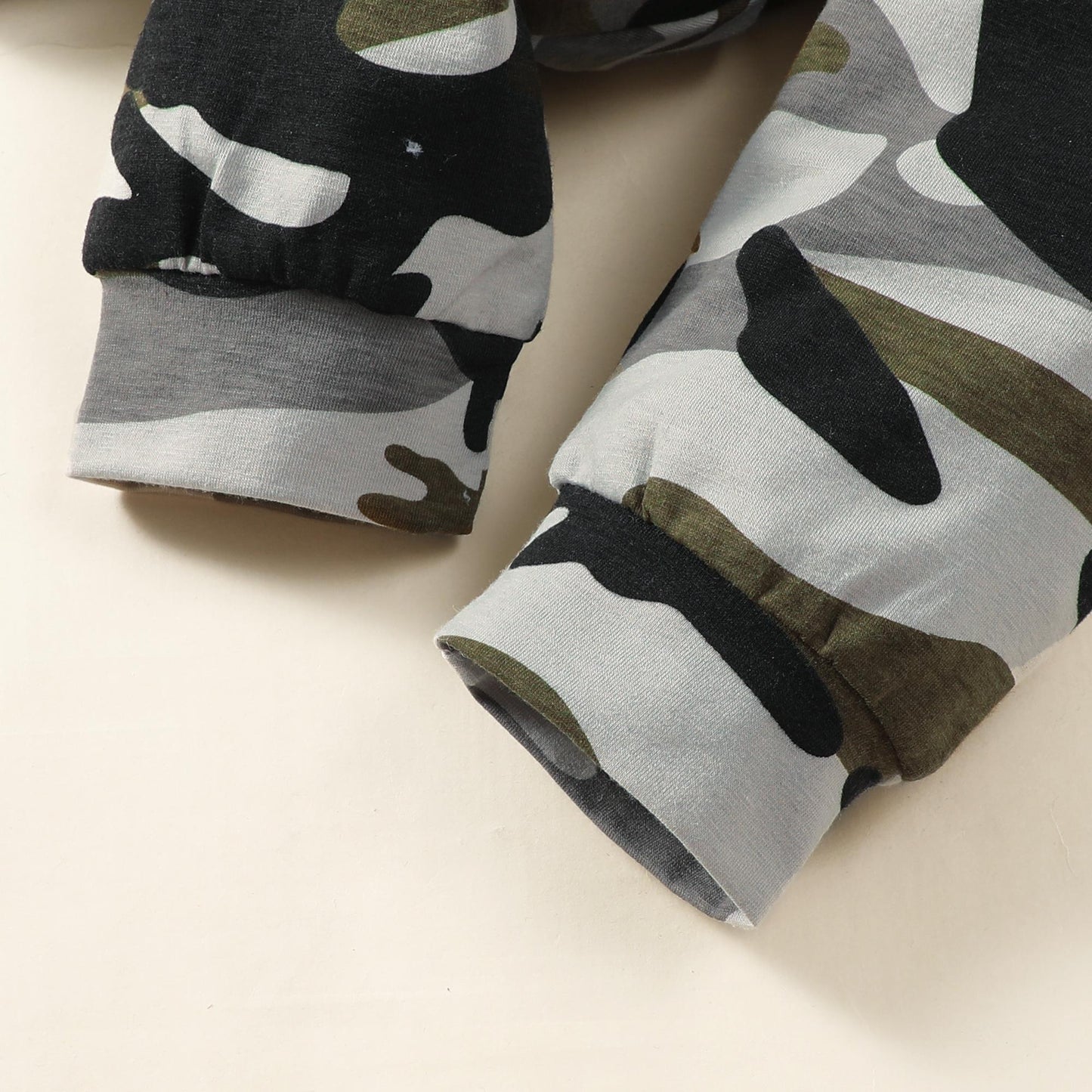 Kid fashion Boys Clothes Fist Bump Romper Winter OOTD Camouflage Pants Hat 3Pcs Outfits Black 32109604