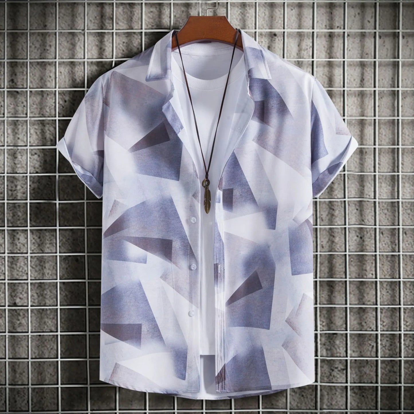 Abstract Art Men's Shirt | Minimalist Brush Stroke Short Sleeve Shirts