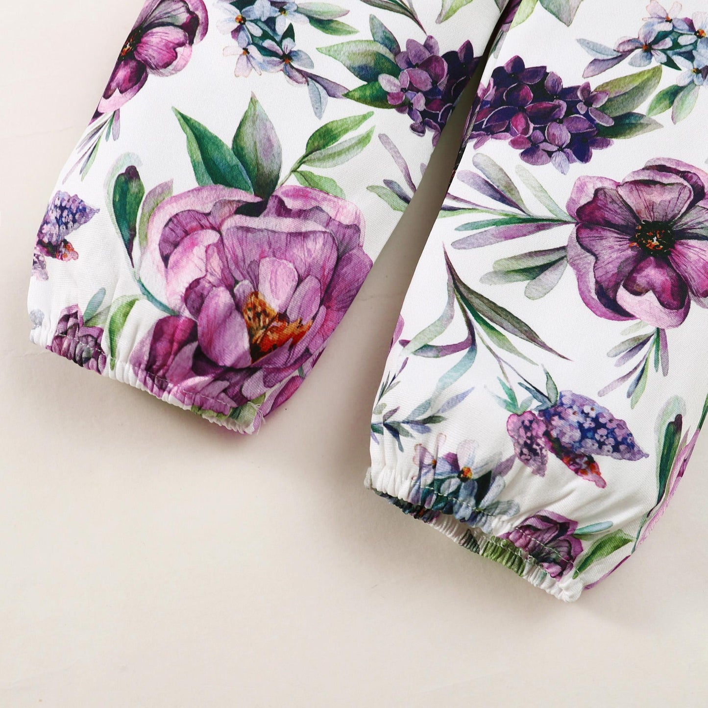Baby Girls Outfits Ruffle Sleeve For Winter Floral Print Pants Headband 3Pcs OOTD Purple 112206036