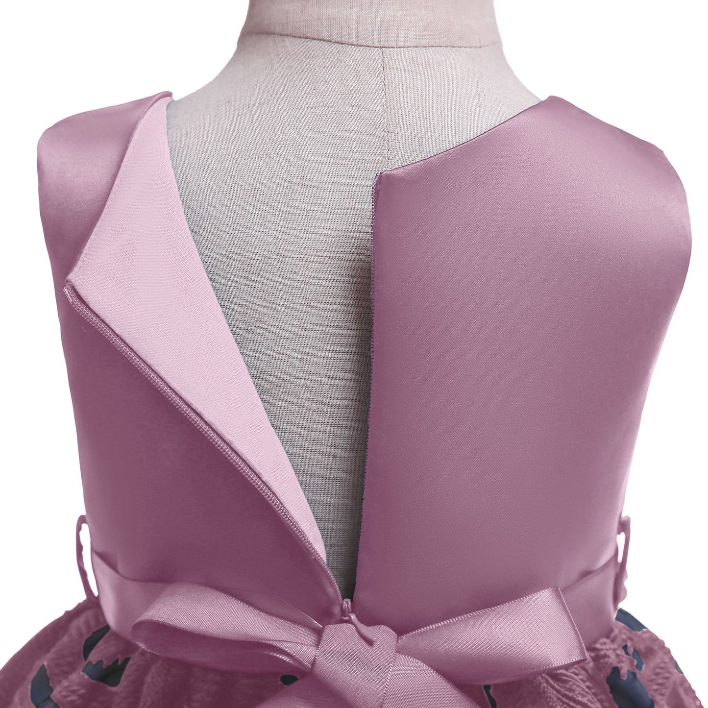 Princess Dress For Little Girls Embroidery Bow Long Sleeve Winter Performance One Piece Party Dress Pink 3182