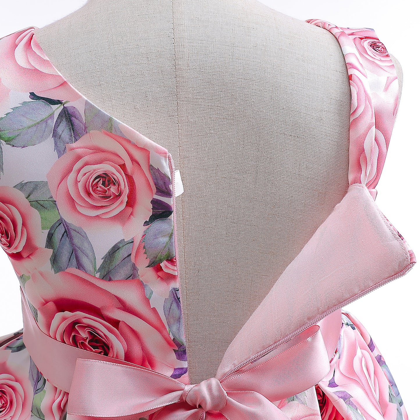 Baby Girls Princess Dress Floral Bow Sloping Shoulder Summer Performance Dress One Piece Party Dress ZT-8576