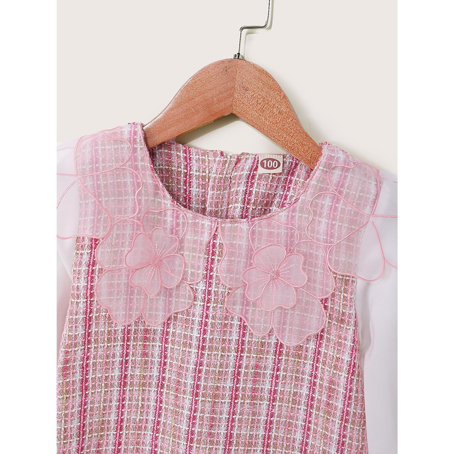 Baby Girl Dress Long Sleeve Floral Collar Dress Pink Plaid Dress Baby Girl Fall Winter Dress WL1910032