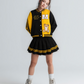PureChapter Girls Clothes Cartoon Bear Letter Print Color Block Varsity Jacket & Striped Pleated Skirt 2 Piece Outfits for 7-14