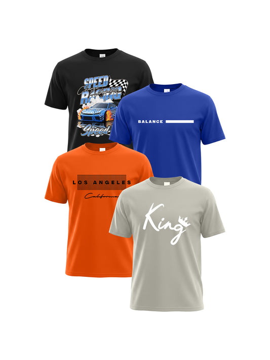 PureChapter 4 Pack Boys T Shirts Short Sleeve Crewneck Graphic Tees Set for Big Boys Summer Clothes