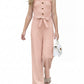 PureChapter Girls Romper Girls Jumpsuit Solid Color Ruffle Strap Smocked Jumpsuit with Belt & Pockets 5-12Y