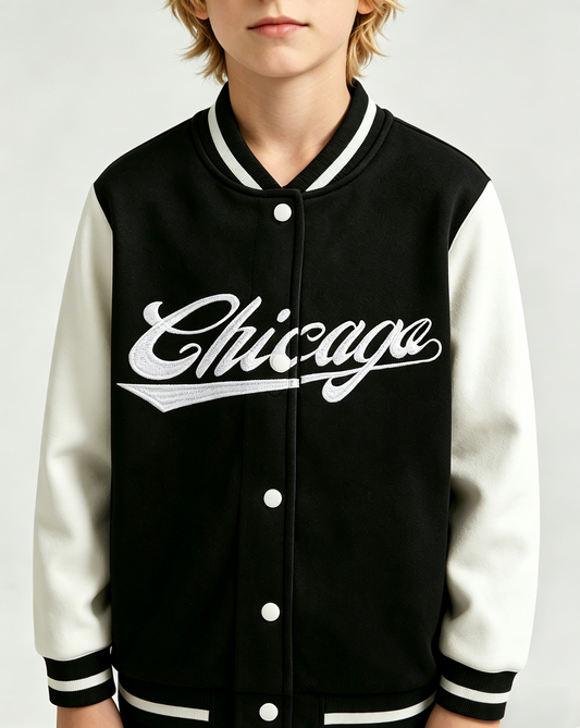 PureChapter Boys Varsity Baseball Jacket Color Block Letter Embroidered Button Bomber Coat for Teen Boys 7-15 Years