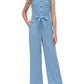 PureChapter Girls Romper Girls Jumpsuit Solid Color Ruffle Strap Smocked Jumpsuit with Belt & Pockets 5-12Y