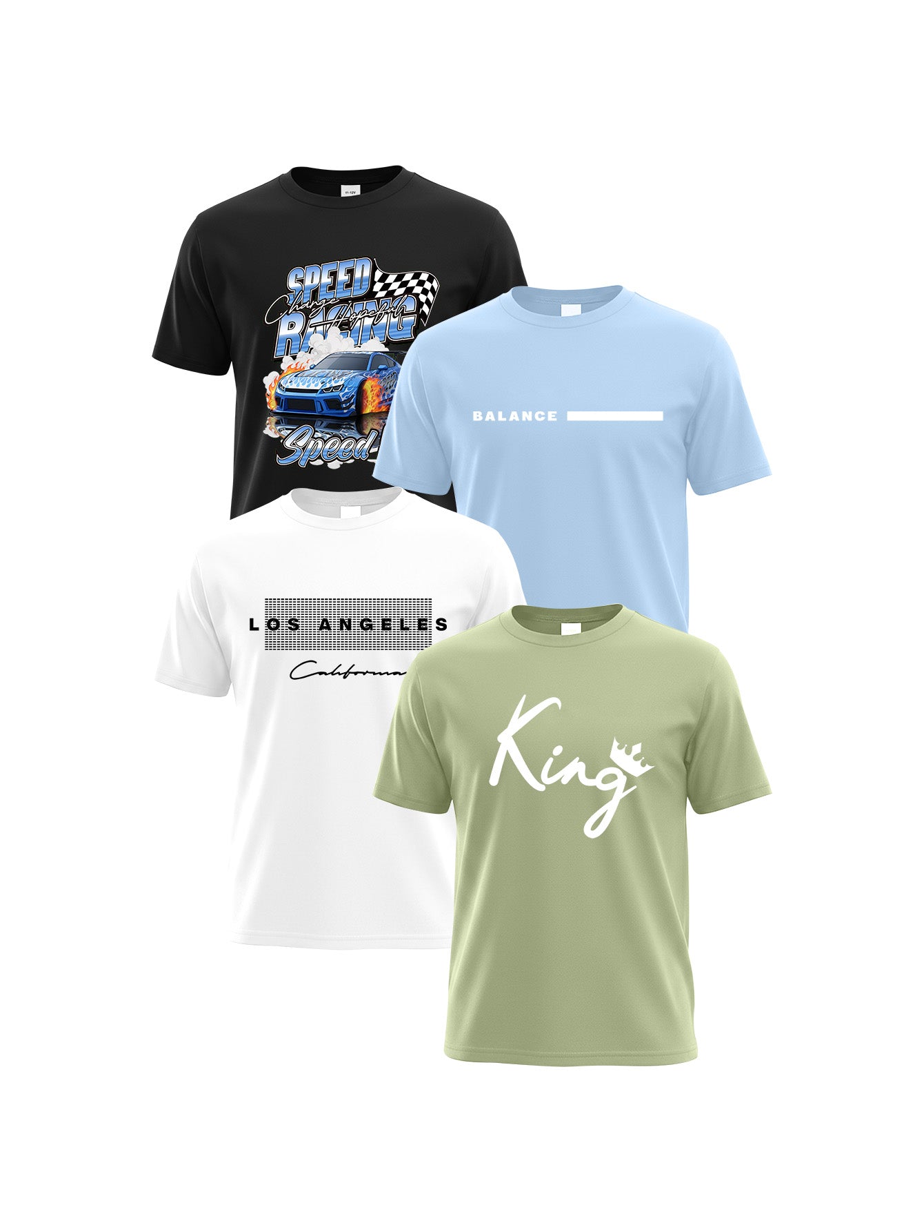 PureChapter 4 Pack Boys T Shirts Short Sleeve Crewneck Graphic Tees Set for Big Boys Summer Clothes