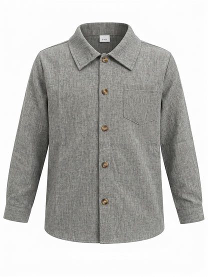 PureChapter Boys Button Down Shirt Textured Long Sleeve Collared Shirt with Chest Pocket Sizes 7-15Y