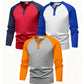 PureChapter Boys T Shirts 3 Pack Raglan Long Sleeve Henley Color Block Half Button Casual T-shirt for Kids 7-15