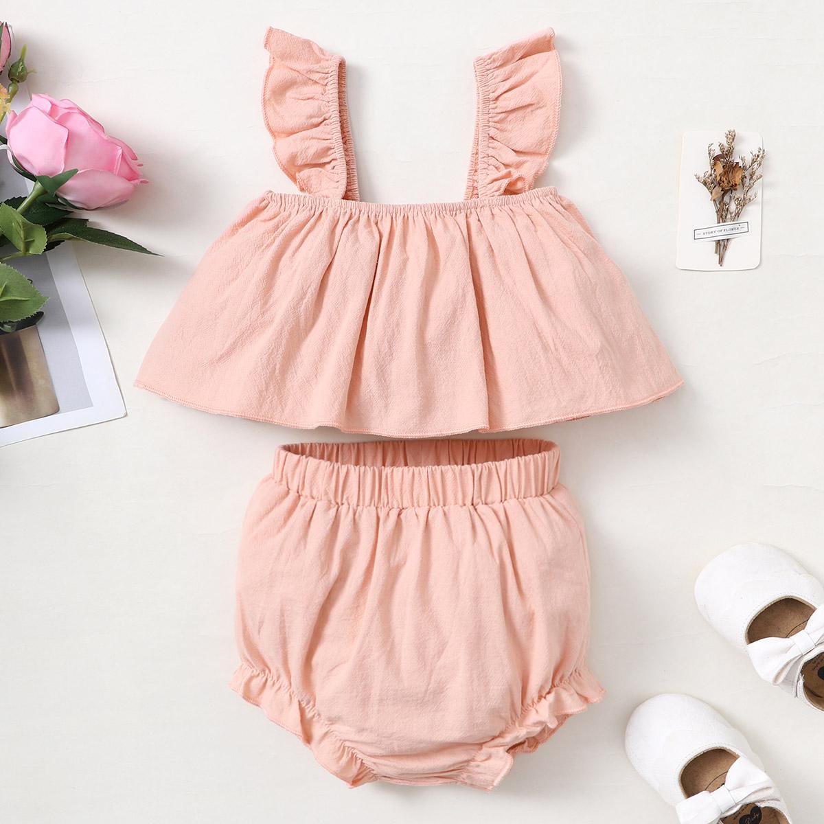 Baby Girls Outfits Straps Shorts 2Pcs Pink 112204603