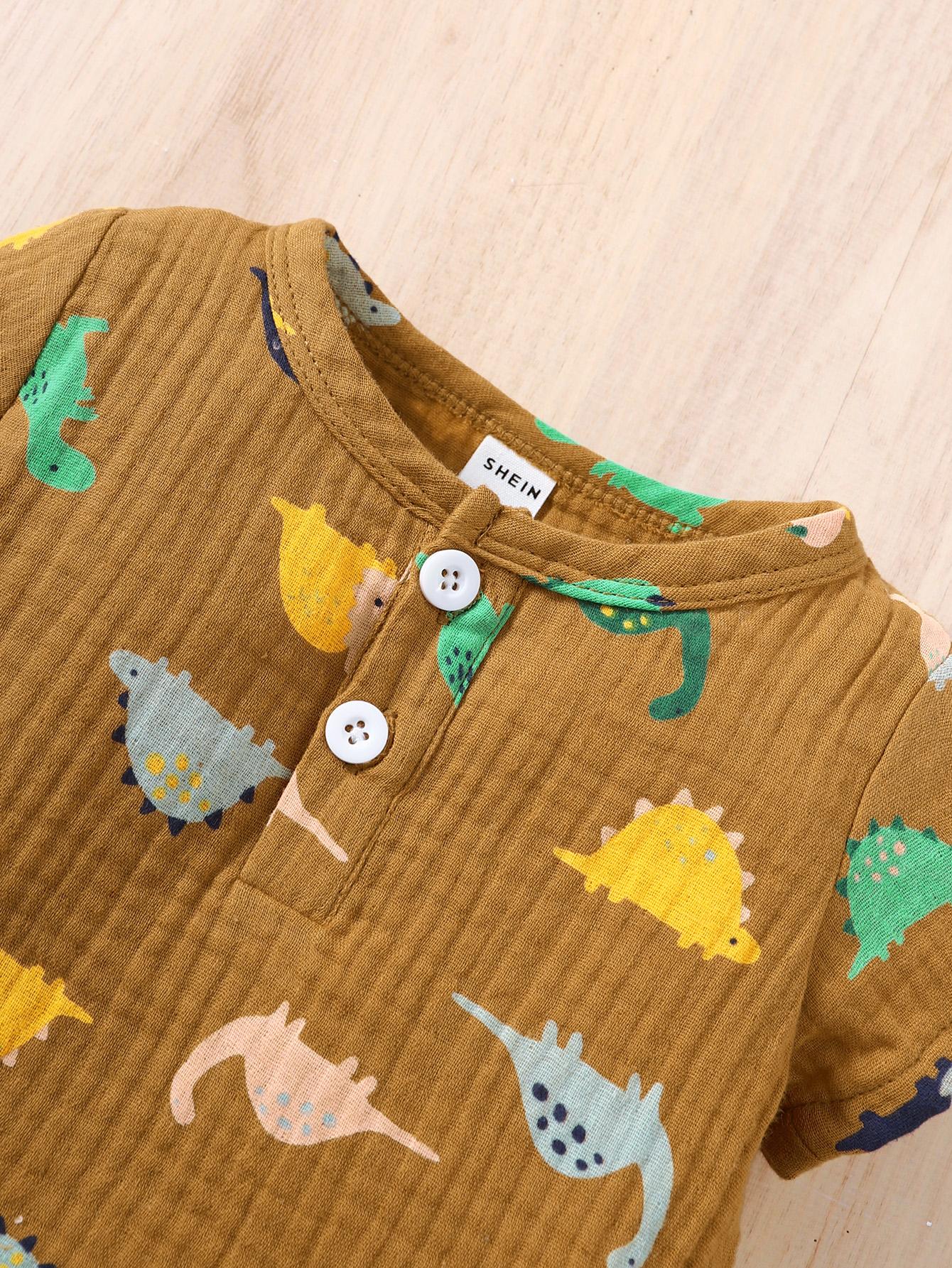 Baby Clothes Baby Boy Dinosaur Print Short Sleeve T-Shirt 2PCS 112111463-1