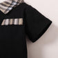Newborn Baby Boys Outfits Grid Print Turn-down Collar T-shirt Top +Shorts 2Pcs Clothes Set White 22110615SY