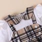 Kids Fashion Girls Dress Barbary Style Fake Two Pieces Plaid Ruffle One Piece Party Dress White 122210302