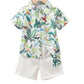 Baby Fashion Ready Stock Boys Clothes OOTD Animals Print Turn-down Collar Shirt Elastic Shorts 2Pcs Summer Outfits M623228