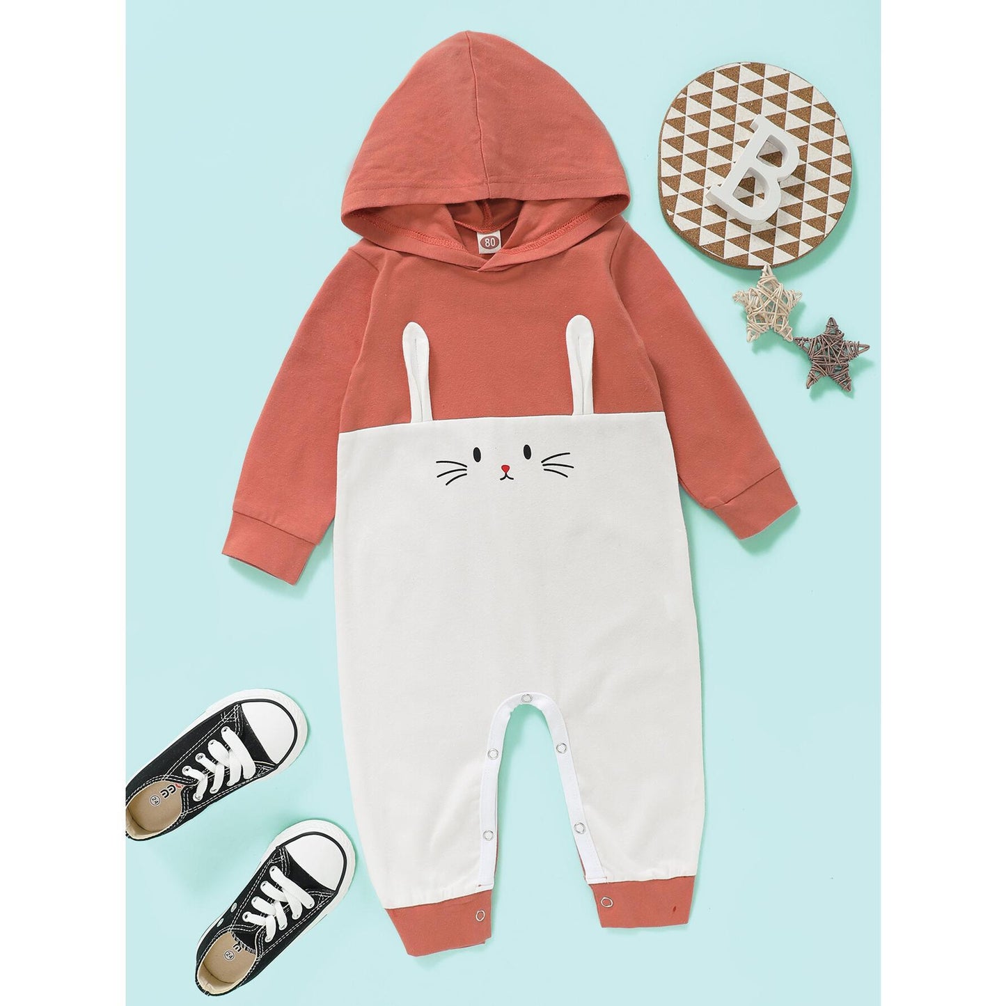 Infant Baby Girl Clothes Toddler Baby Girl Romper Jumpsuit Long Sleeve Hooded Jumpsuit Baby Girl One Piece Overall Pants Orange WL20071281