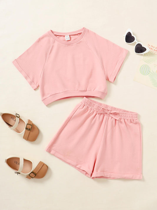 Kid Clothes Girl Clothes JIT - Pink Short Sleeve Casual Sports 2PCS JIT7634563
