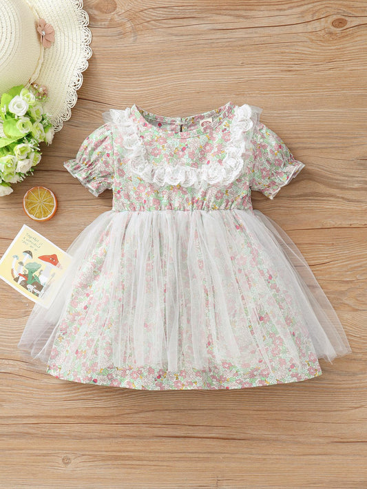 Baby Girls Dress Floral Print Gauze Dress One Piece Summer Dress 112111477