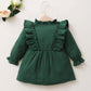 Infant Baby Girl Dress Baby Girl Fall Clothes Ruffle Long Sleeve Cute Bowknot Dress Green 22010055-2
