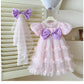 Baby Fashion Girls Princess Dress Summer Puff Sleeve Party Performance Dress Fluffy Cake Dress 23c021