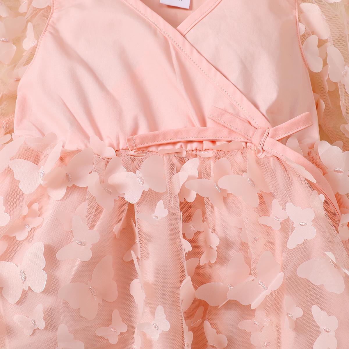 Baby  Girls Outfits Splice Gauze Dress +Headband 2Pcs Clothes Set,Pink 22105421