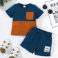 Kids Fashion Boys Clothes OOTD Splice Pocket Shirt Shorts 2Pcs Outfits 212211009