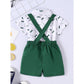 JOYSHOP Toddler Baby Boy Clothes Short Sleeve Beard Print Romper Top Shorts Overalls Set Baby Boy Summer Outfits Green 193449-3