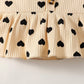Kids fashion Girls Outfits Summer Straps Heart Print Tops Shorts 2Pcs OOTD Apricot 12110056