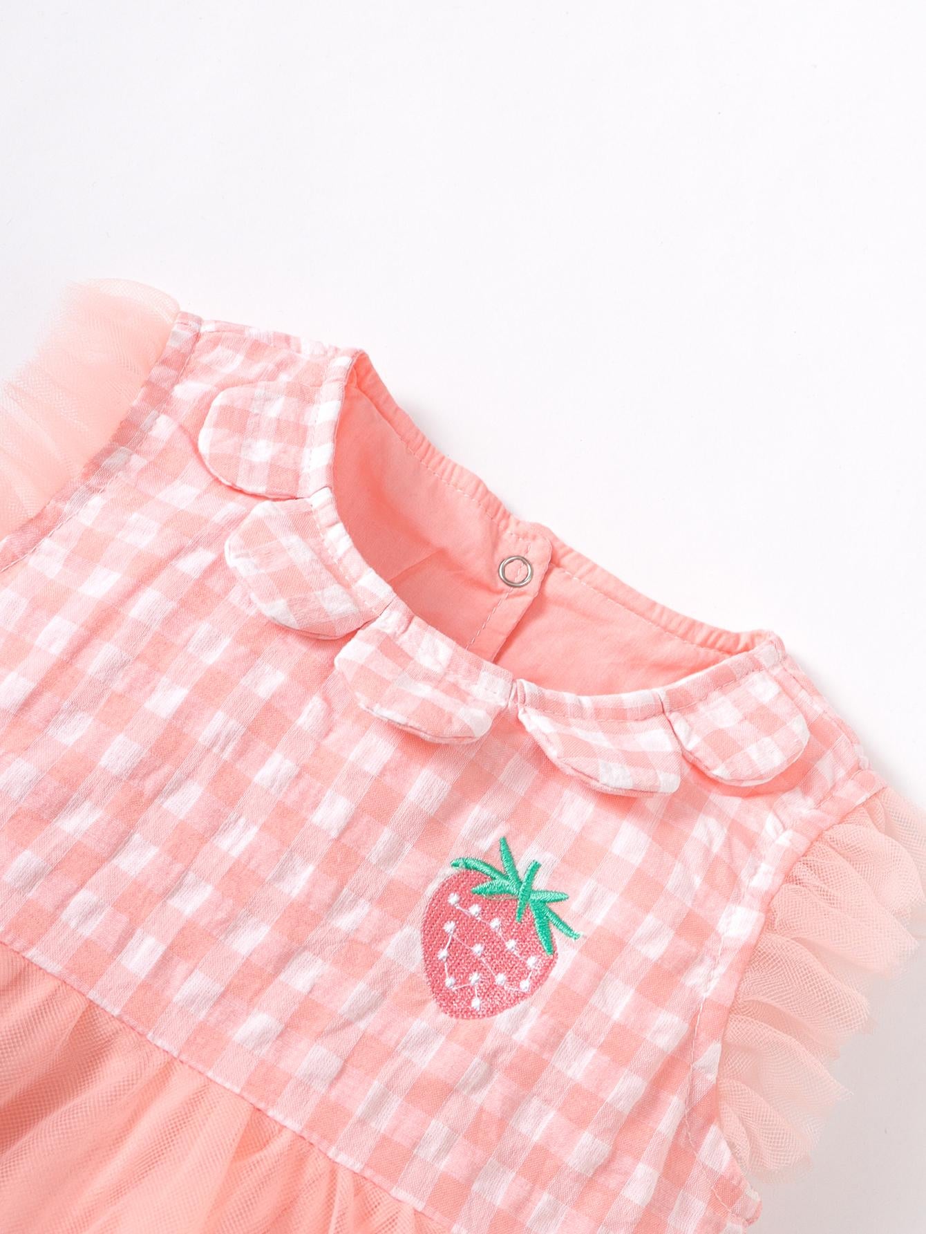Kid Fashion Ready Stock Plaid Summer Sleeveless Splice Gauze Romper Dress With Hat 2Pcs ZX-ZB032