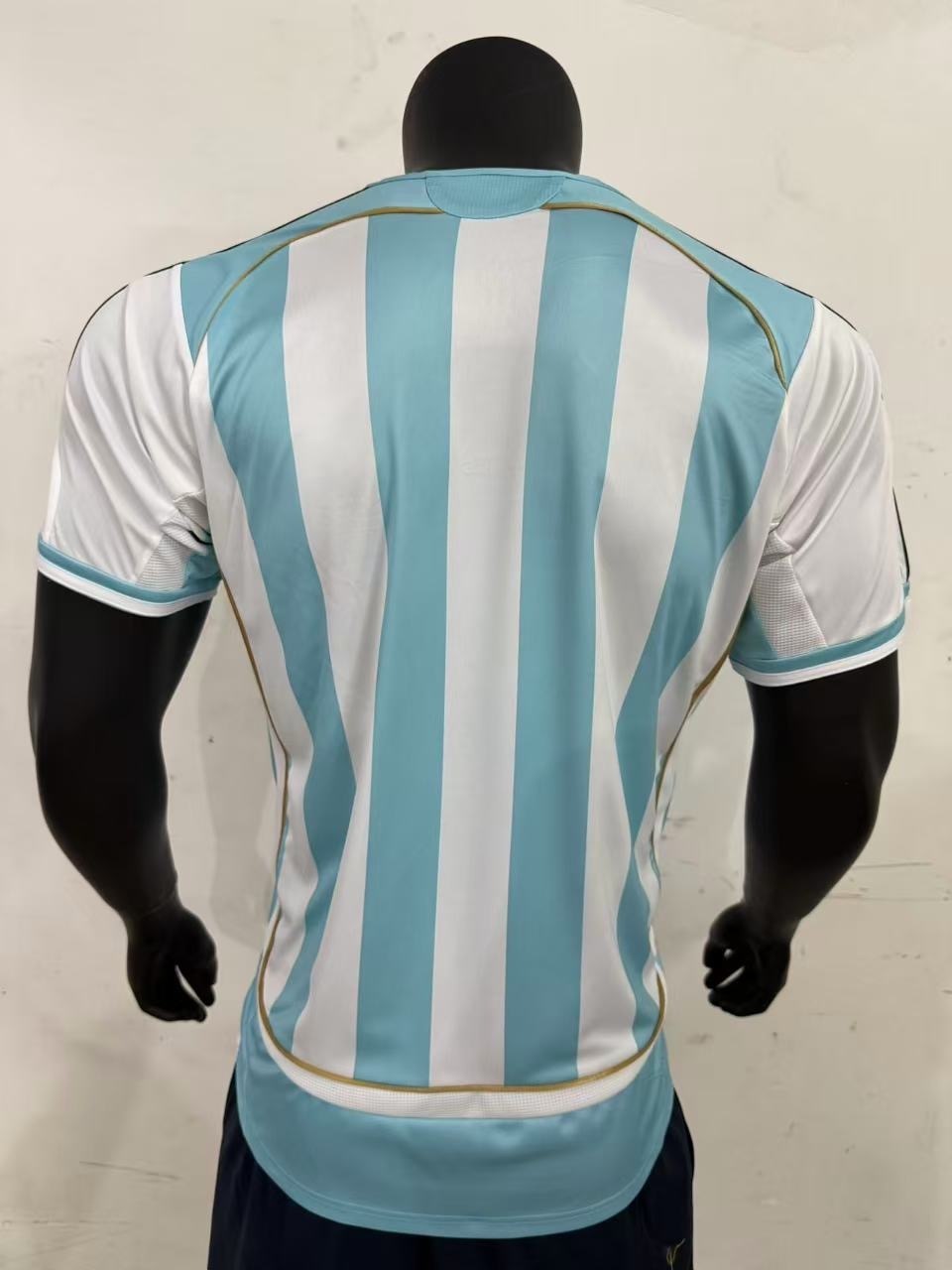 Argentina 2006 FIFA World Cup Home Jersey Classic Blue & White Stripe Football Jersey | Gold Trim Sportswear Top