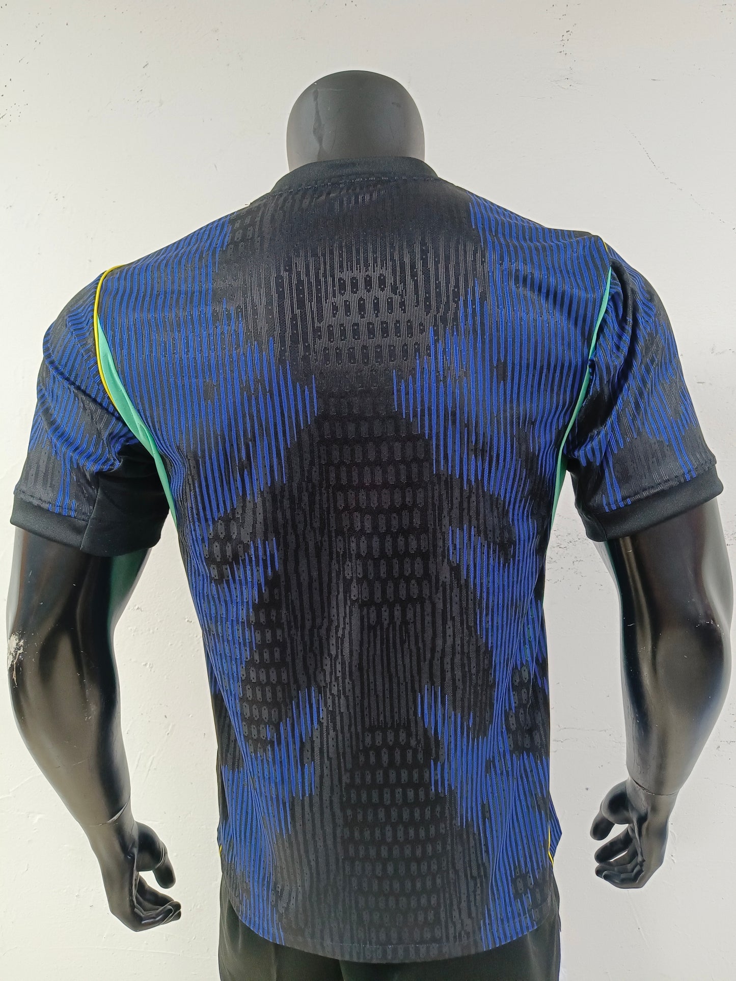 Brazil 2026 Away Jersey | Pixel Stripe Tech Design in Blue & Black