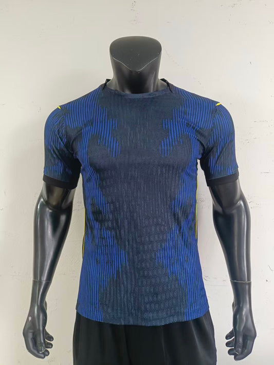 Brazil 2026 Away Jersey | Pixel Stripe Tech Design in Blue & Black