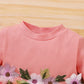 Newborn Baby Girl Fall Clothes Baby Girl Dress Long Sleeve Floral Dress Rib Dress Baby Girl Tulle Dress Party Dress Pink WL2003373-1