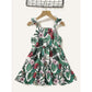 Kids Girl Clothes Little Girls Dress Sleeveless Floral Dress Little Girls Suspender Dress Green-YC2004167