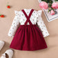 Baby Outfits For Baby Girls Small Flower Spring Long Sleeve Romper Fall Straps Suspender Skirts 2Pcs Clothes Set White GF122207003