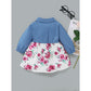 Kid fashion Girl Clothes Girl Dress Long Sleeve Lapel Dress Floral Dress Girls Jeans Dress Blue WL20081345
