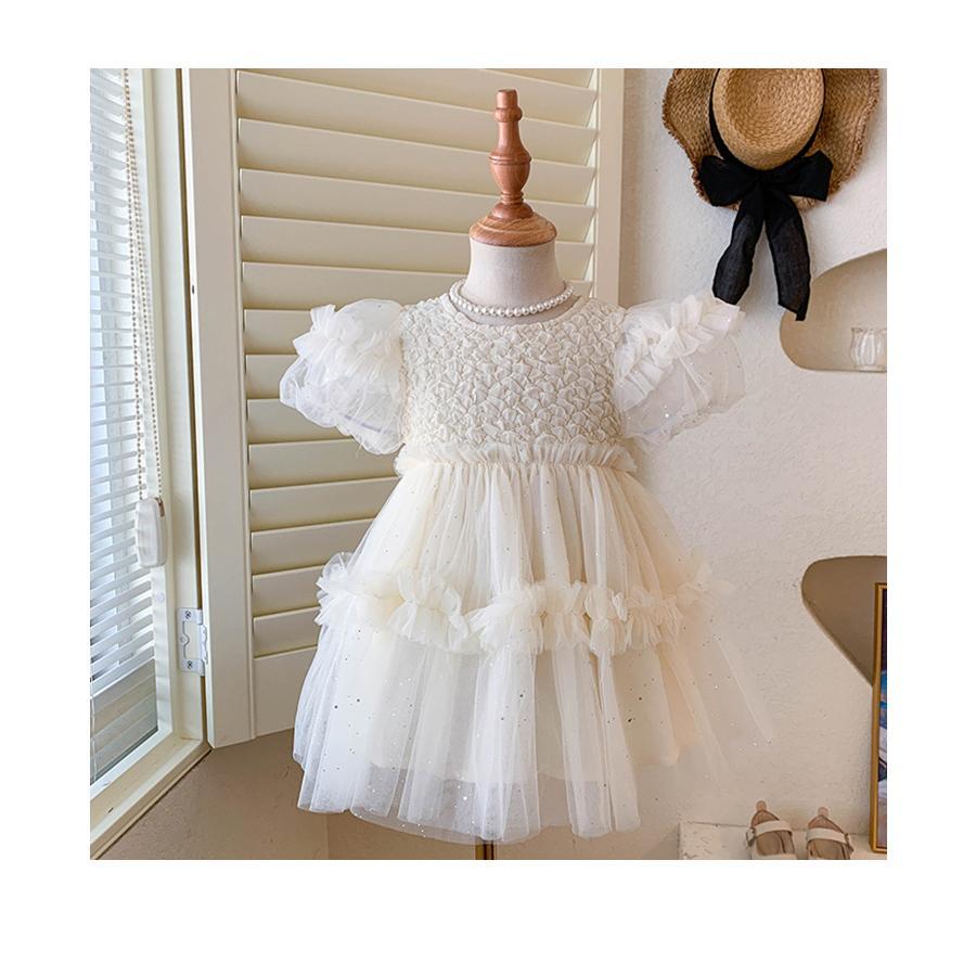 Baby Fashion Girls Princess Dress Bubble Sleeved Fluffy Summer Sweet Dress A23001