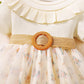 Baby Girls Dress Lotus Leaf Collar Floral Print Gauze One Piece Sun Dress Apricot J222211301