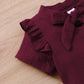 Baby Girl Clothes Ruffle Short Sleeve Tops Floral Skirt Summer 2pcs Outfits Wine Red 22011848-1