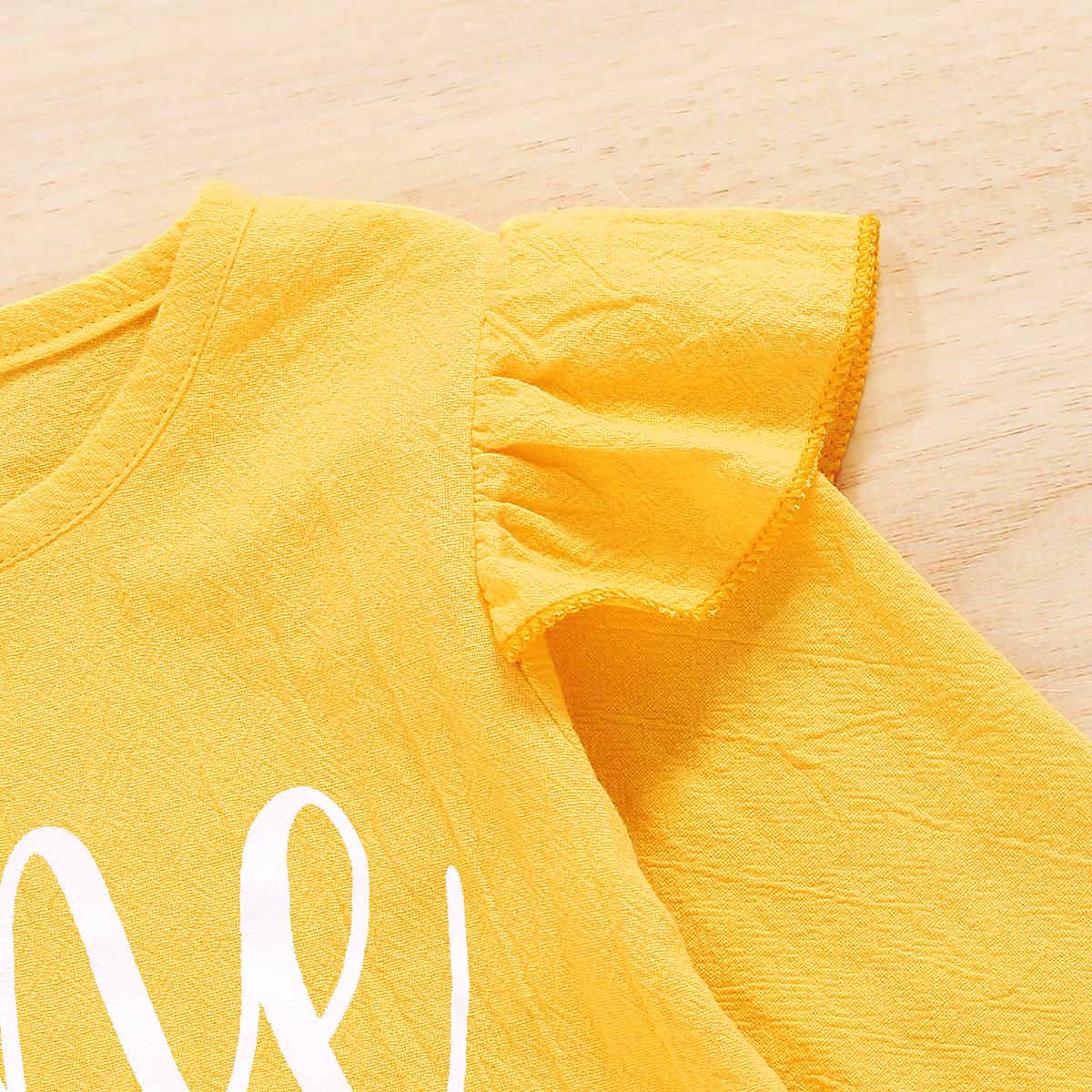 Kids fashion Girls Clothes One Long Sleeve For Winter Bodysuit With Headband 2pcs set Yellow YC2007547-1