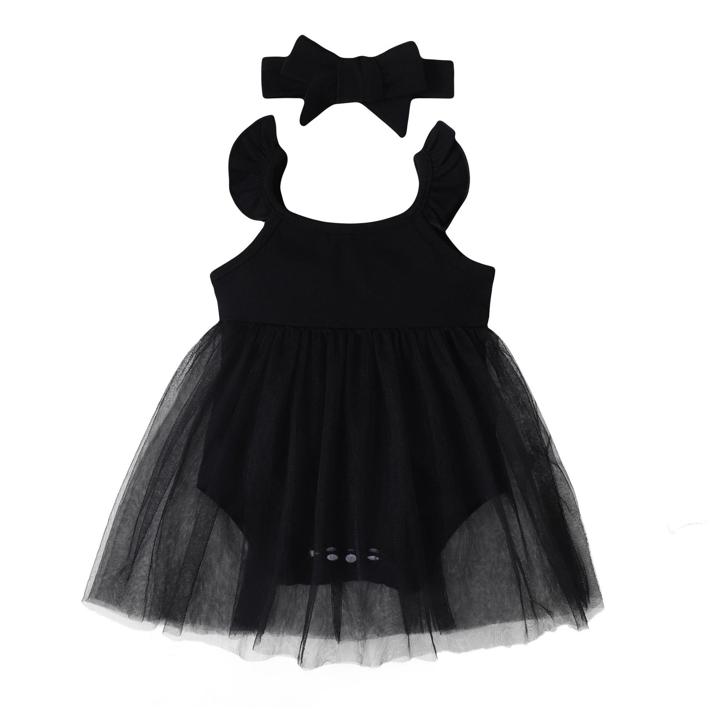 Baby Girls Outfits Straps Pure Color Gauze Romper Dress With Headband 2Pcs Clothes Set 222203159
