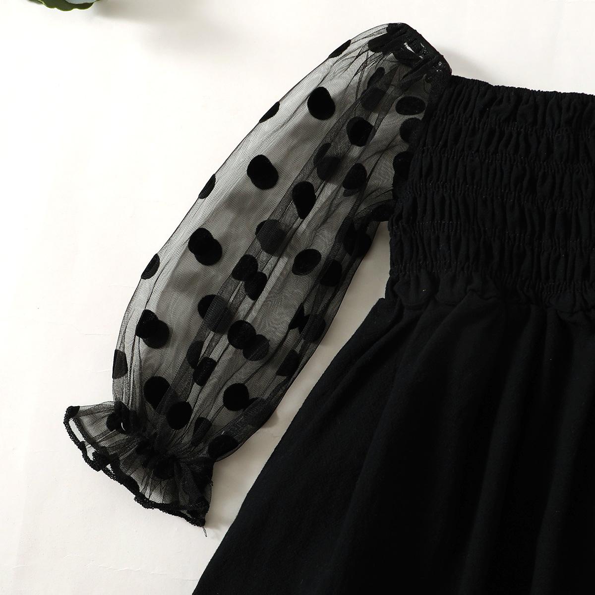 Baby Girls Dress Wide Neck Gauze One Piece Sun Dress Black 222206313