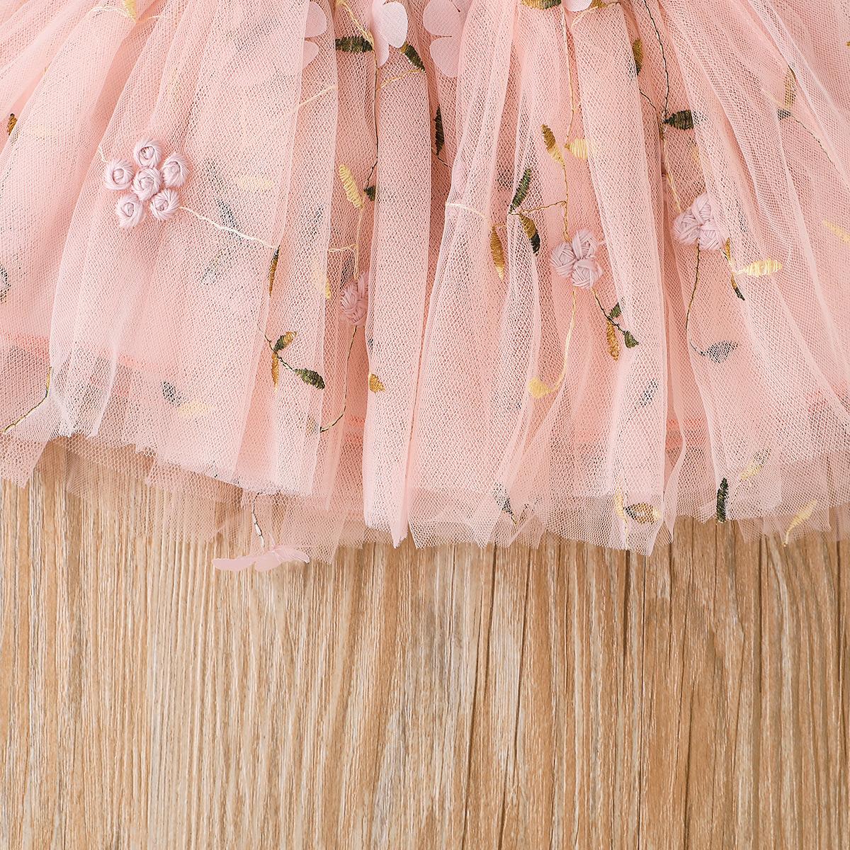 Baby Girls Outfits Straps Bow Tops For Summer Gauze Skirts 2Pcs Clothes Set Pink HE22325A