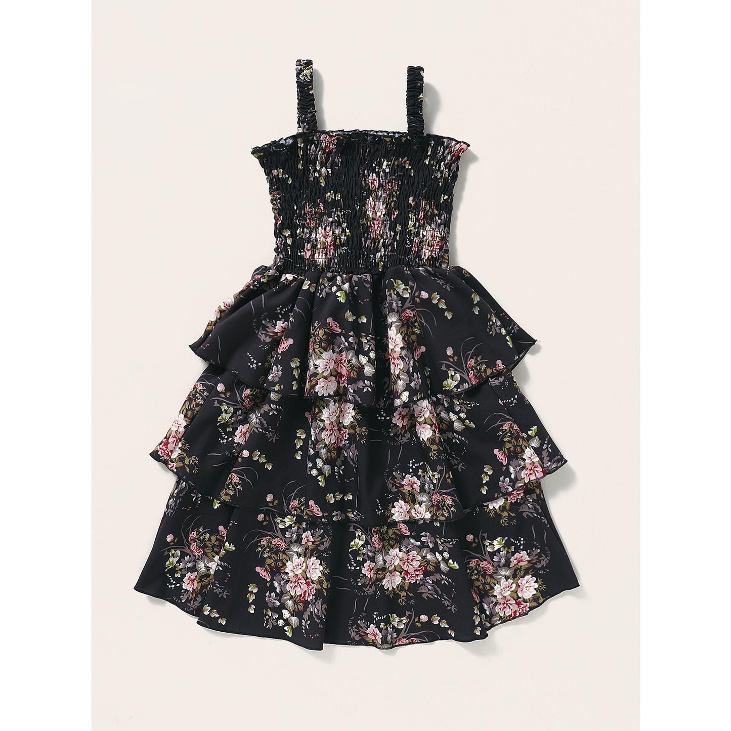 Toddler Baby Girl Clothes Baby Girl Dress Sleeveless Suspender Dress Baby Girl Summer Floral Dress Black WL2003097