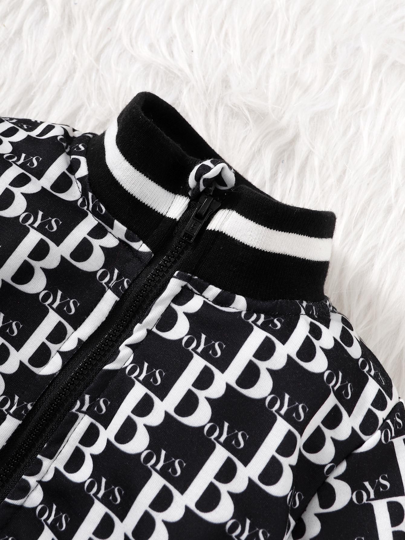 Baby Boys Outfits Stylish"B" Long Sleeve Pants 2Pcs Winter Clothes Set Black WJ212209002
