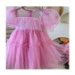 Baby Girls' Korean Princess Dress Summer Bubble Sleeves Sweet Fairy Dress PinkYN23003