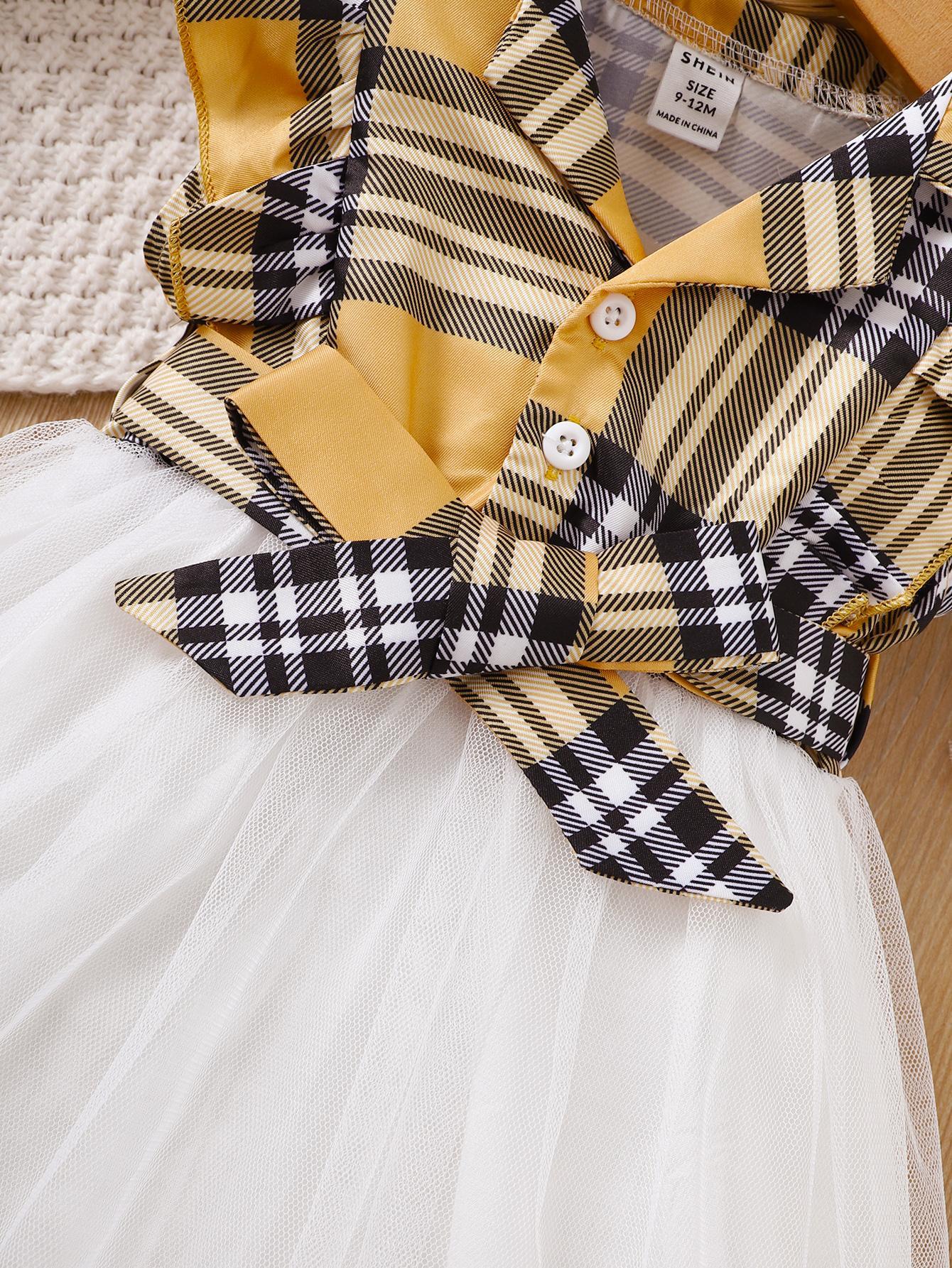 Baby Girls Dress Plaid Lace Sleeveless One Piece Summer Dress 112204020