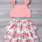 Baby Girls Clothes Summer Straps Tops Floral Print Skirts 2Pcs OOTD Pink 112111087