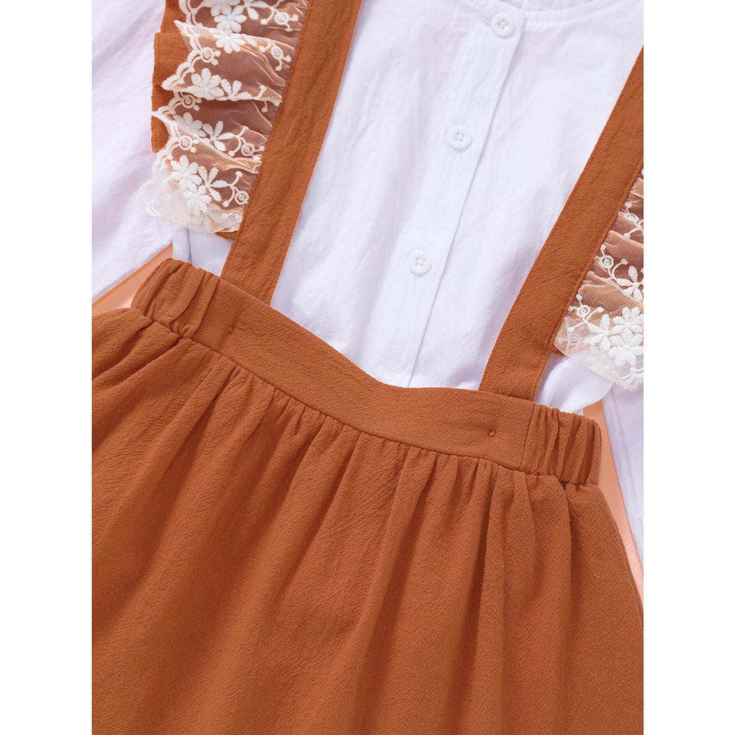 Baby Girl Clothes Baby Girl 2PCS Outfits Long Sleeve Shirt Top Ruffle Strap Skirt Suspender Dress Clothing Set WL20071288