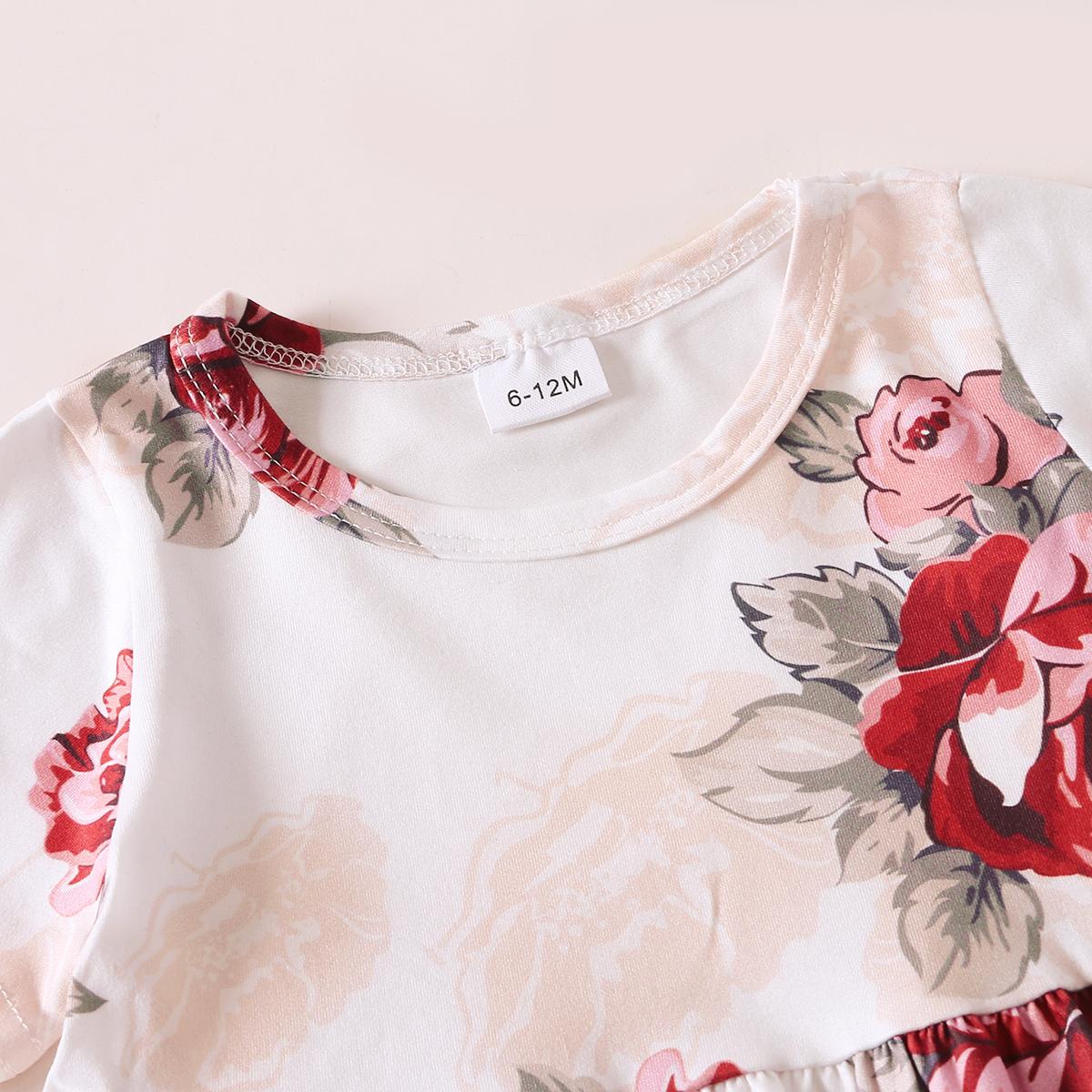 Baby Clothes Baby Girl Floral Short Sleeve Top Ripped Denim Trousers 2PCS 12010019